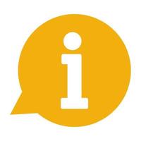 Information icon in yellow bubble speech on white background. vector