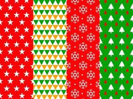 Set of Christmas pattern background. New year texture with stars, triangle, snowflake and Christmas tree. vector
