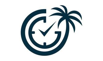 abstract palm and clock logo vector
