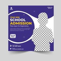 School admission social media post and web banner template design vector