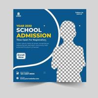 School admission social media post and web banner template design vector