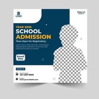 School admission social media post and web banner template design vector