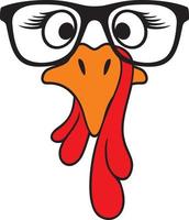 Turkey Face with Glasses Vector Illustration
