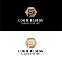 diseño de logotipo hexagonal letra s o sp vector