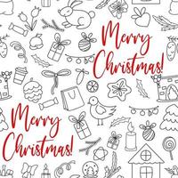 Christmas doodle seamless pattern vector