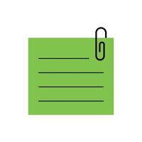 Note Memo Icon Symbol Clipart with Paperclip Vector Isolated on White Background