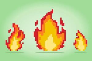 8-bit pixel a fire for GUI image. Asset game on vector illustration.