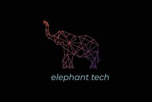 vector de diseño de logotipo de tecnología de elefante inteligente moderno