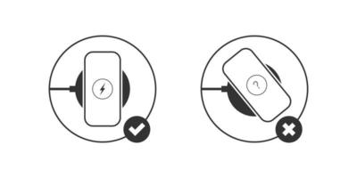 Wireless chargers instruction. Wireless charger. Trendy flat wireless charging. Vector illustration