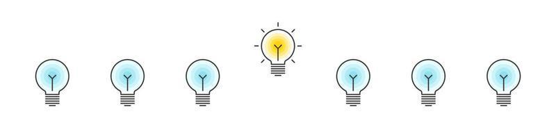 Idea lamp illustrations. Innovative idea modern stylish icon with light bulb. Different style icons set. Vector illustration