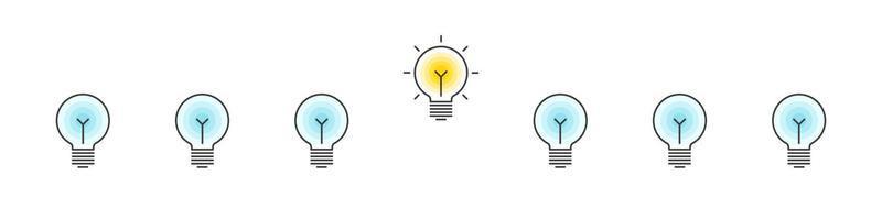 Idea lamp illustrations. Innovative idea modern stylish icon with light bulb. Different style icons set. Vector illustration