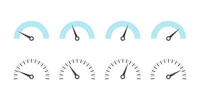 Risk Gauge Scale set. Speedometer icons. Set of Measuring Scales. Vector illustration