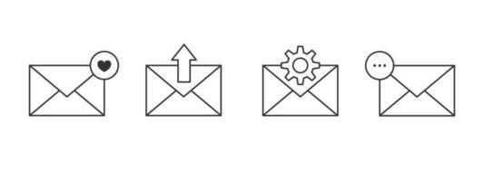 Message icons set. Notification icons linear. Email icons. Envelope icons. Linear vector illustration