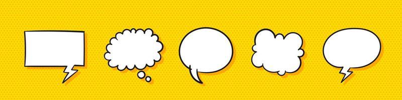 Speech bubbles. Collection of empty speech bubbles. Hand drawn Icons. Trendy style. Retro empty comic bubbles flat style. Vector illustration