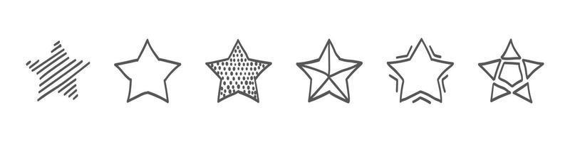 iconos de estrellas. colección de garabatos estrella. conjunto de estrellas dibujadas a mano. ilustración vectorial vector