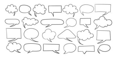 Speech bubble signs. Hand drawn Icons. Collection of empty speech bubbles. Comic speech bubble. Retro empty comic bubble. Vector illustration