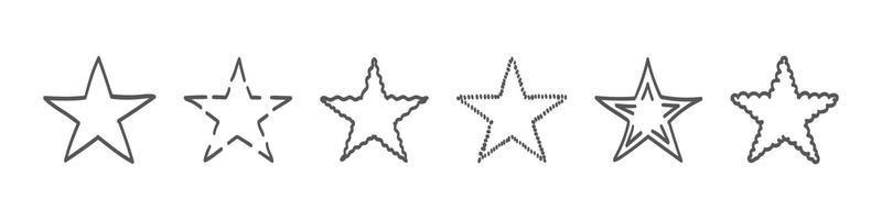 Star icons. Star doodle collection. Set of hand drawn stars. Sketch style icons. Vector illustration