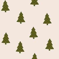 Christmas trees seamless vector pattern. The limited palette is ideal for printing textiles, fabric, wrapping paper Simple hand drawn vector illustration in Scandinavian style.