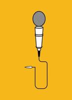 Music accessory microphone vector illustration minimalistic black line and white illustration on yellow background, great design for any purposes