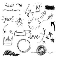 hand drawn set of abstract comic doodle elements. use for concept design. isolated on white background. vector illustration