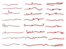 Hand drawn set of underline, curly swishes, swashes, swoops. swirl. Highlight text elements. vector illustration