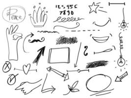 hand drawn set of abstract comic doodle elements. use for concept design. isolated on white background. vector illustration