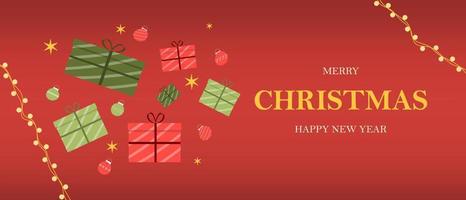 Merry Christmas and Happy New Year. A beautiful red banner for a website, post, postcard, page or app vector