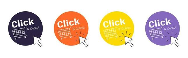 Click and collect on speech bubbles set vector