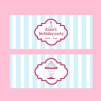 An invitation to a birthday party in the style of a pink circus. Ticket. Vector