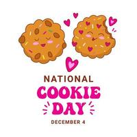 National Cookie Day 4th December. Funny chocolate sweet Cookie. Vector illustration in cartoon style