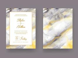 Modern Yellow Marble Wedding Invitation Template vector