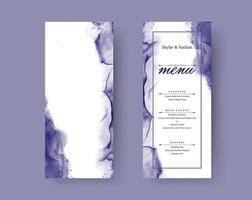 Elegant Blue Watercolor Menu Card Template vector