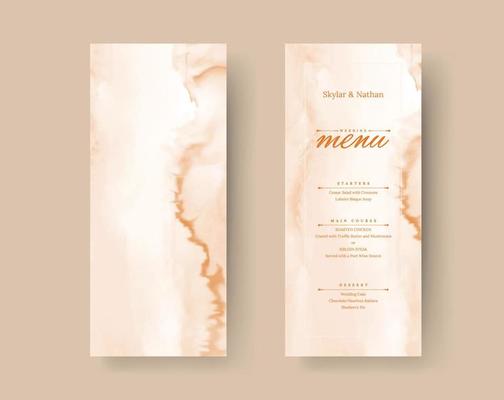 Terracotta Watercolor Wedding Menu Card Template