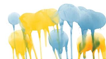 Blue Yellow Watercolor Ink Drips Vector Illustration