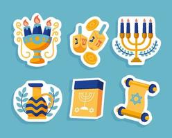 colecciones de plantillas de pegatinas de hanukkah vector