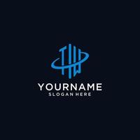 TW initial monogram logo with hexagonal shape and swoosh design vector