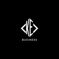 KE initial monogram with rhombus shape logo design vector