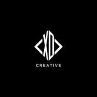 XD initial monogram with rhombus shape logo design vector