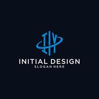 IY initial monogram logo with hexagonal shape and swoosh design vector