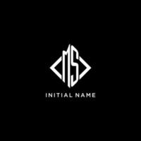 MS initial monogram with rhombus shape logo design vector