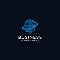 GR initial monogram logo with hexagonal shape and swoosh design vector