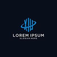 XM initial monogram logo with hexagonal shape and swoosh design vector