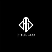 AG initial monogram with rhombus shape logo design vector