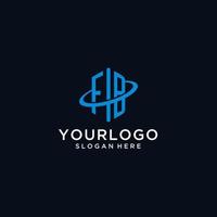 FB initial monogram logo with hexagonal shape and swoosh design vector