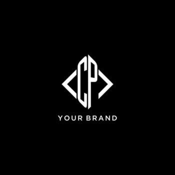 CP initial monogram with rhombus shape logo design vector