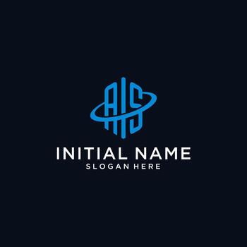 como logotipo de monograma inicial con forma hexagonal y diseño de swoosh vector