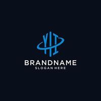 YI initial monogram logo with hexagonal shape and swoosh design vector