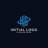HG initial monogram logo with hexagonal shape and swoosh design vector
