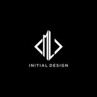 ML initial monogram with rhombus shape logo design vector