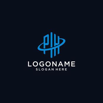 PH initial monogram logo with hexagonal shape and swoosh design vector